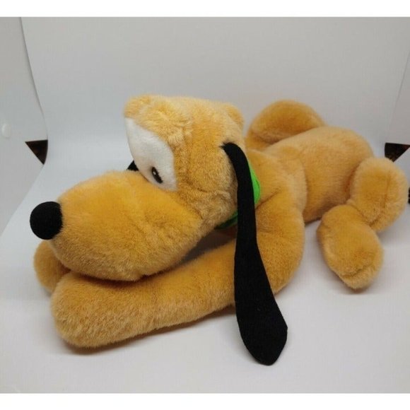 Disney Parks PLUTO Soft Plush Stuffed Bean Bag Dog Animal Doll 14" Green Collar - Picture 4 of 9